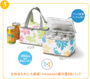 5.お弁当入れにも最適！Hawaiian保冷温6缶バック