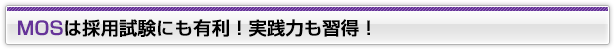 MOSは採用試験にも有利！実践力も習得！