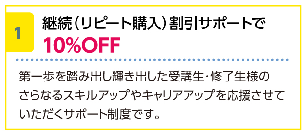 継続(リピート購入)割引サポートで10%OFF