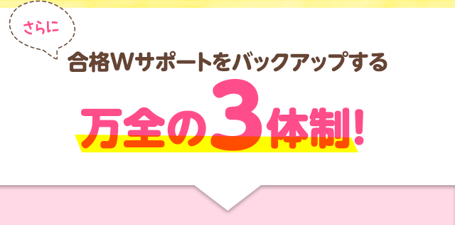 さらに合格Wサポートをバックアップする万全の3体制！