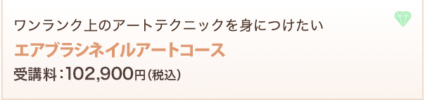 ワンランク上のアートテクニックを身につけたいエアブラシネイルアートコース受講料：102,900円