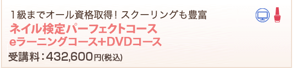 1級までオール資格取得！スクーリングも豊富ネイル検定パーフェクトコース受講料：429,240円 