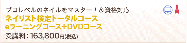 プロレベルのネイルをマスター！＆資格対応ネイリスト検定トータルコース受講料：163,800円