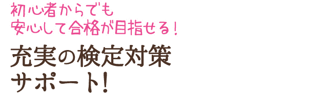 初心者からでも安心して合格が目指せる！充実の検定対策サポート！