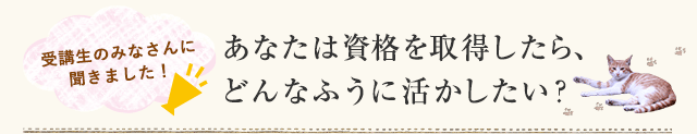 受講生のみなさんに聞きました！「あなたは資格を取得したら、どんなふうに活かしたい？」