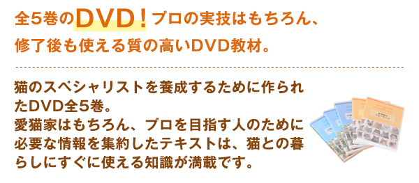 全5巻のDVD！プロの実技はもちろん、修了後も使える質の高いDVD教材。