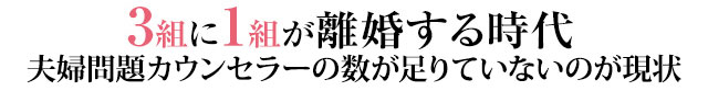 ３組に１組が離婚する時代 離婚カウンセラーの数が足りていないのが現状
